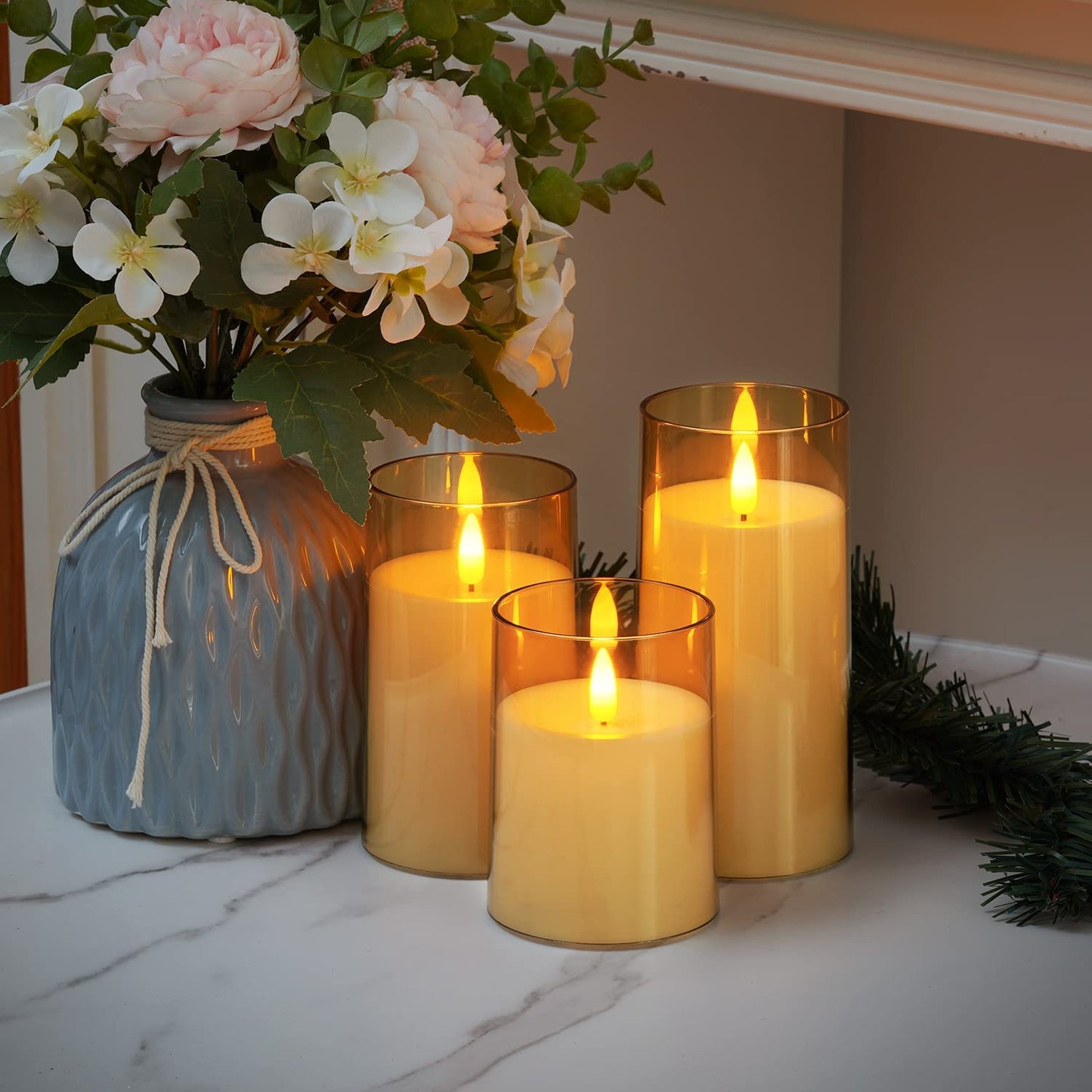 Flickering Flameless Candles Set of 3