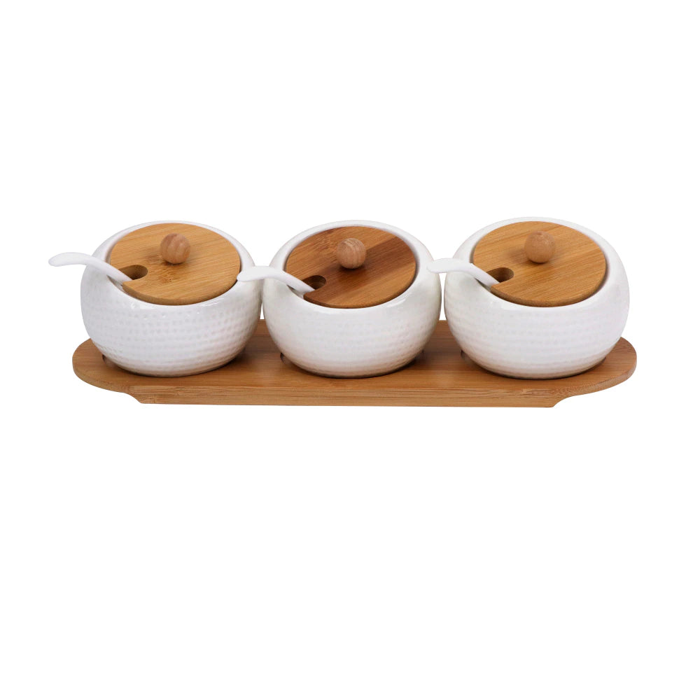5 Pcs Ceramic Condiment Pots Spice Jars With Bamboo Rack 360 Rotatable <div  class=aod_buynow></div>– Inhomelivings